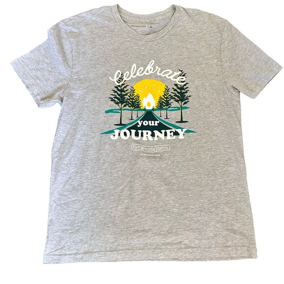 Abercrombie & Fitch Graphic Short Sleeve Tee Shirt Sz Large Gray Camp Horse Farm - Picture 1 of 8